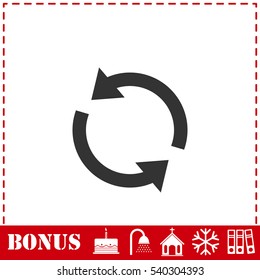 Recycle arrow icon flat. Simple vector symbol and bonus icon