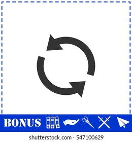 Recycle arrow icon flat. Simple vector symbol and bonus icon