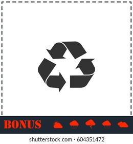 Recycle arrow icon flat. Simple vector symbol and bonus icon