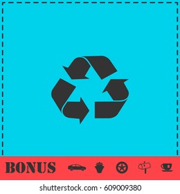 Recycle arrow icon flat. Simple vector symbol and bonus icon