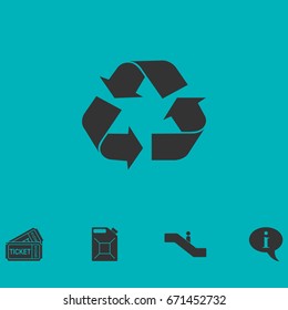 Recycle arrow icon flat. Simple vector symbol and bonus icon