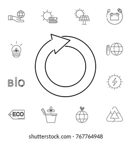 Recycle arrow icon. Set of ecology sign icons. Signs, outline eco collection, simple thin line icons for websites, web design, mobile app, info graphics on white background