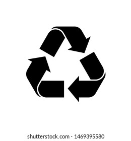 Vector de icono de flecha de reciclaje. Símbolo ecológico de reciclaje negro. icono vectorial de reciclaje en fondo aislado. Logo de reciclaje simple para web. Icono de reciclaje de ciclo.Pasos vectoriales10