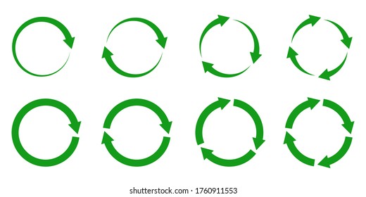 recycle arrow icon vector illustration on white background. reuse symbol. eco lifecycle. green cycle round set. bio emblem.