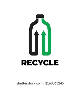 Recycle arrow line with bottle logo design