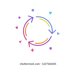 Recycle arrow line icon. Recycling waste symbol. Reduce and Reuse sign. Gradient line button. Recycling icon design. Colorful geometric shapes. Vector