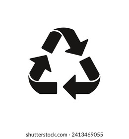 Recycle arrow symbol Means using recycled resources. Vector Icon on a white background.