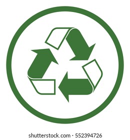 recycle arrow triangular sign icon simple in circle