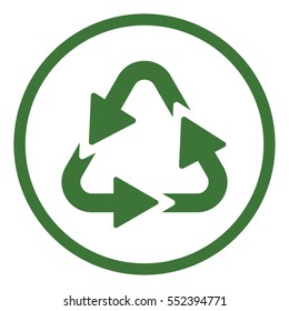 recycle arrow triangular sign icon simple in circle