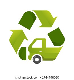 Recycle arrow with truck logo illustration
