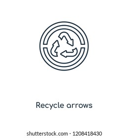 Recycle arrows concept line icon. Linear Recycle arrows concept outline symbol design. This simple element illustration can be used for web and mobile UI/UX.