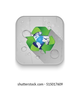 recycle arrows earth With long shadow over app button