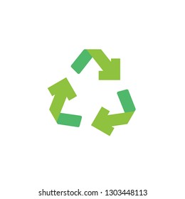 Recycle arrows flat icon, vector sign, colorful pictogram isolated on white. Recycling arrows symbol, logo illustration. Flat style design