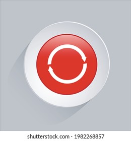 Pfeile-Symbol recyceln. 3D-Vektor-Rot-Weiß-Taste. Business Icon für Webseiten und Apps.
