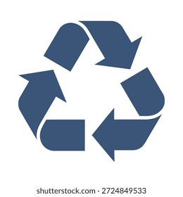 Recycle arrows icon blue flat vector design triangle loop symbol ecology reuse waste green graphic element sign