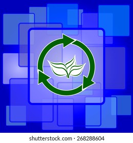 Recycle arrows icon. Internet button on abstract background.