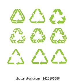 recycle and arrows icon isolated set