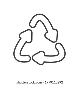 recycle arrows icon over white background, line style, vector illustration