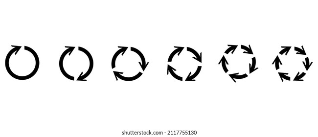 Recycle Arrows Icon Set. Round Shape. Cyclic Rotation. Spin Button. Circle Sign. Vector Illustration. Stock Image. 