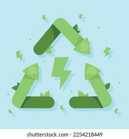 recycle arrows with power ray icon