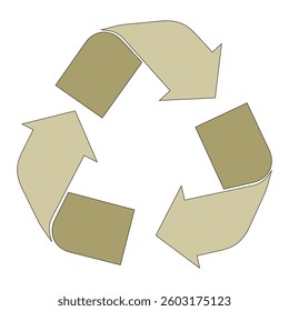 Recycle arrows set icon. Three olive arrows in cycle form symbolizing reuse and sustainability.