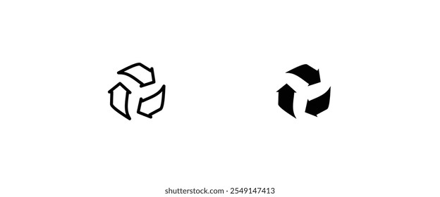 recycle arrows symbol icon. Recyclable Badge. Recycling sign. Black flat design. Vector Illustration.