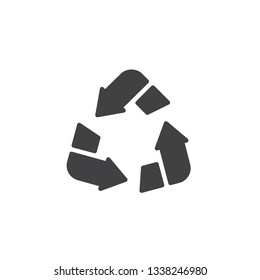 Recycle arrows vector icon. filled flat sign for mobile concept and web design. Recycling arrows glyph icon. Symbol, logo illustration. Pixel perfect vector graphics