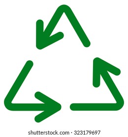 Recycle Arrows vector icon. Style is flat symbol, green color, rounded angles, white background.
