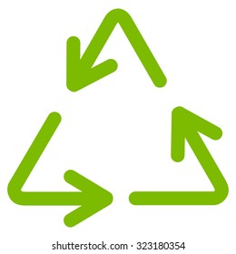 Recycle Arrows vector icon. Style is flat symbol, eco green color, rounded angles, white background.
