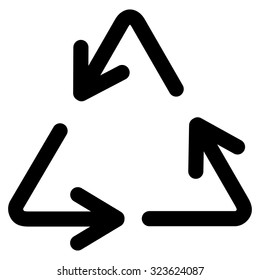 Recycle Arrows vector icon. Style is flat symbol, black color, rounded angles, white background.