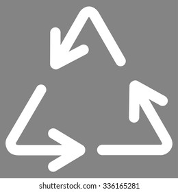 Recycle Arrows vector icon. Style is flat symbol, white color, rounded angles, gray background.