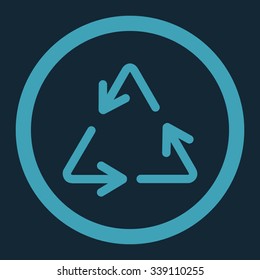 Recycle Arrows vector icon. Style is flat rounded symbol, blue color, rounded angles, dark blue background.