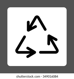Recycle Arrows vector icon. Style is flat rounded square button, black and white colors, gray background.
