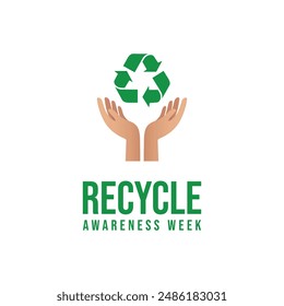Recycle Awareness Week. Flat art design. Environment vector. Good for celebration template usage. eps 10. 