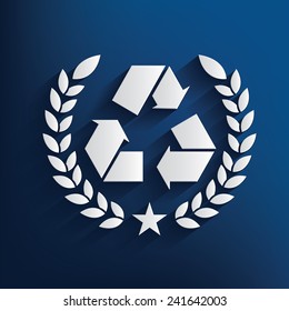 Recycle badge on blue background,clean vector