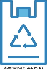 Icono azul de la bolsa de reciclaje - Icono único, vector 