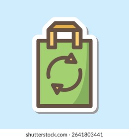 recycle bag editable cartoon style sticker vector