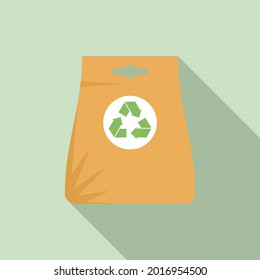 Recycle bag icon flat vector. Eco reusable bag. Canvas handbag