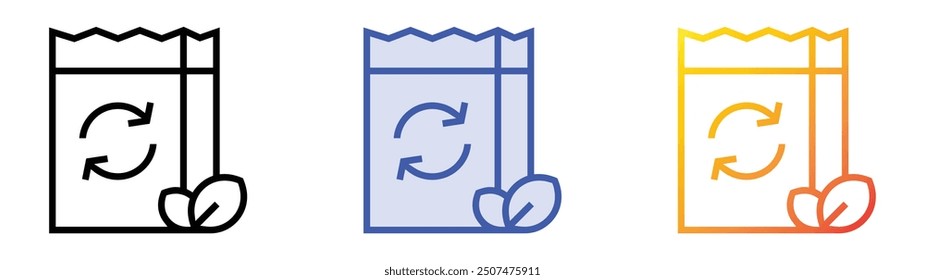 recycle bag icon. Linear, Blue Fill and Gradient Style Design Isolated On White Background