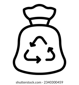 Reciclar el vector de contorno del icono de la bolsa. Papelera. Desperdicios