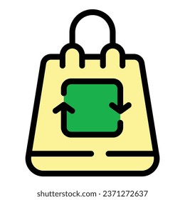 Recycle bag icon outline vector. Digital science. Eco nature color flat