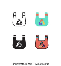 recycle bag icon vector with different style design. isolated on white background
