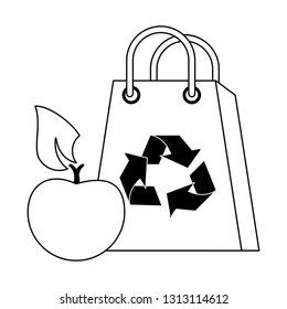 recycle bag with orange fruit in black and white