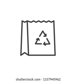 Recycle bag outline icon. linear style sign for mobile concept and web design. Paper eco bag simple line vector icon. Symbol, logo illustration. Pixel perfect vector graphics