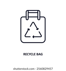 recycle bag outline icon.  Thin line icon from ecology collection. Editable vector isolated on white background