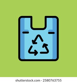 Recycle bag, reusing plastic, go green doodle cartoon, minimalist vector illustration, simple concept, Isolated
