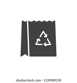Recycle bag vector icon. filled flat sign for mobile concept and web design. Paper eco bag simple solid icon. Symbol, logo illustration. Pixel perfect vector graphics