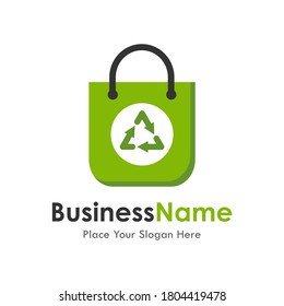 Plantilla de logotipo vectorial de bolsa de reciclaje. Adecuado para negocios, tiendas en línea, bolsas de compras, web y arte