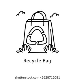 Recycle Bag Vector Outline Style Icon. Eps 10 file