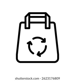 Recycle Bag Vector for Sustainable Living and Waste Reduction. Eco shopping bag illustration. Reusable product concept for environment care. Line Icon